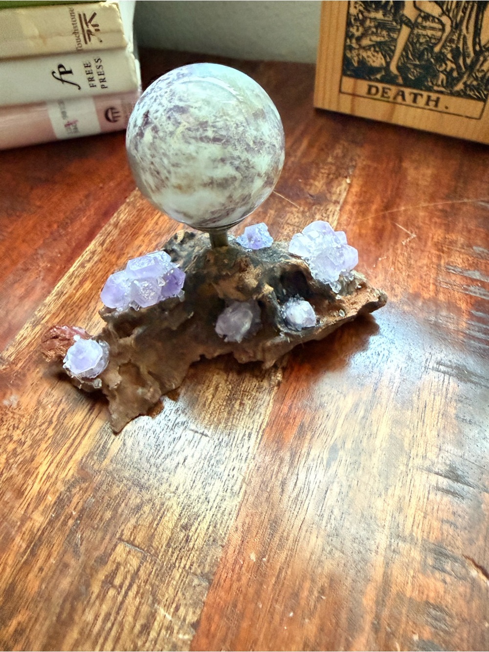 ✨ Fluorite Clustered Crystal Sphere Holder